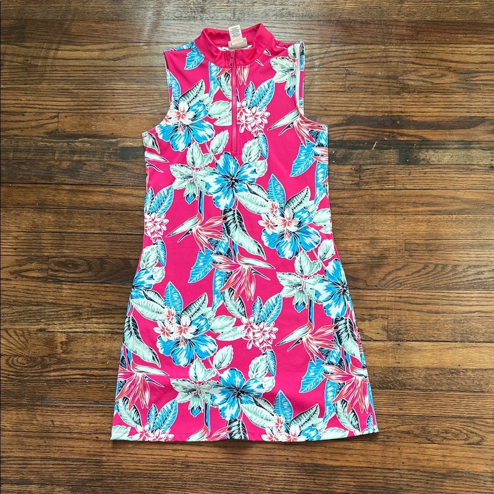 Tommy Bahama Golf Tropical Floral Sleeveless Dress XS Pink Resort Summer